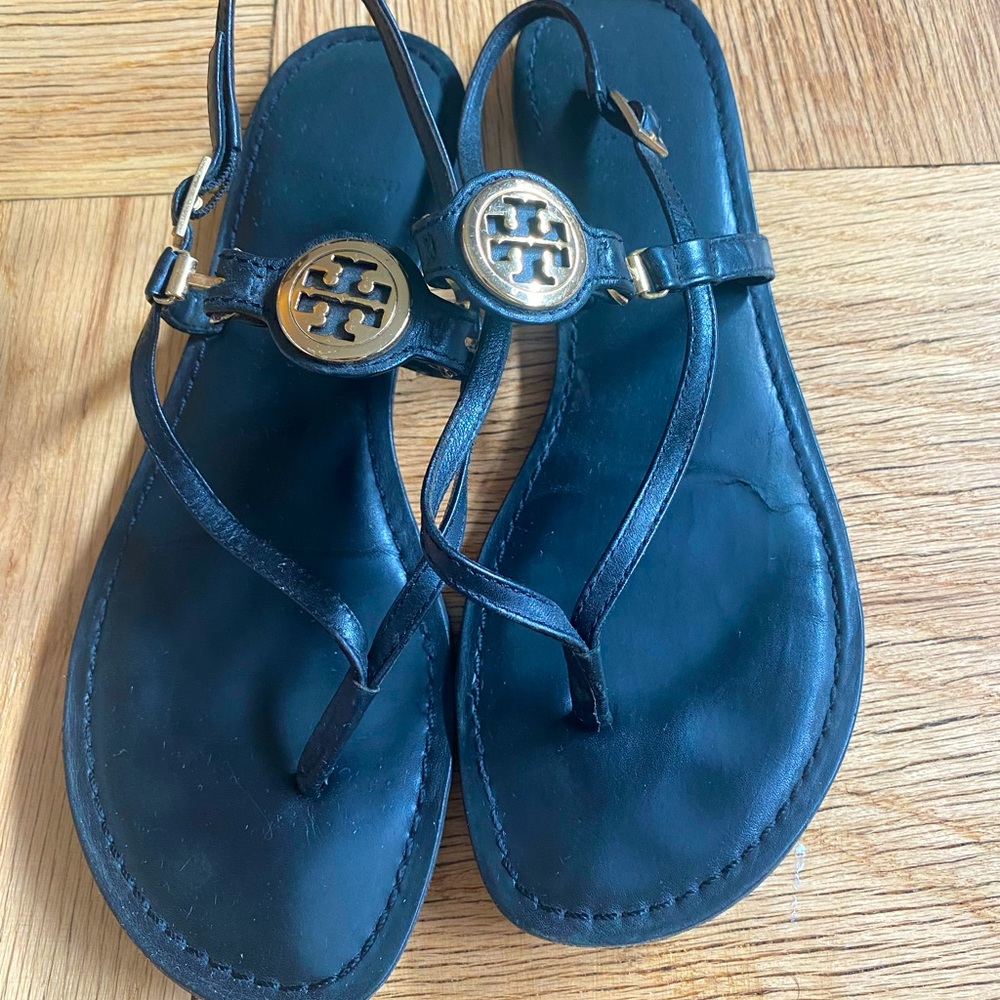 Tory Burch Black Logo Sandals size 10